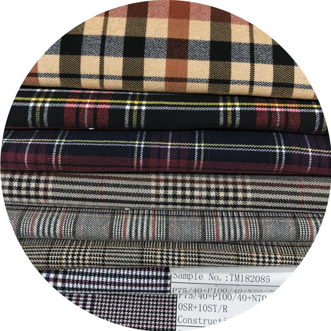 
NR/TR checked bengaline fabric with high strength 