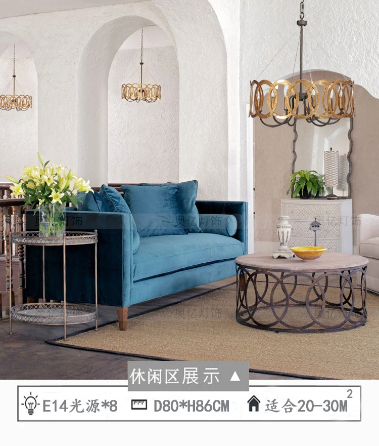 American country style retro do old iron pendant light for living room or Restaurant