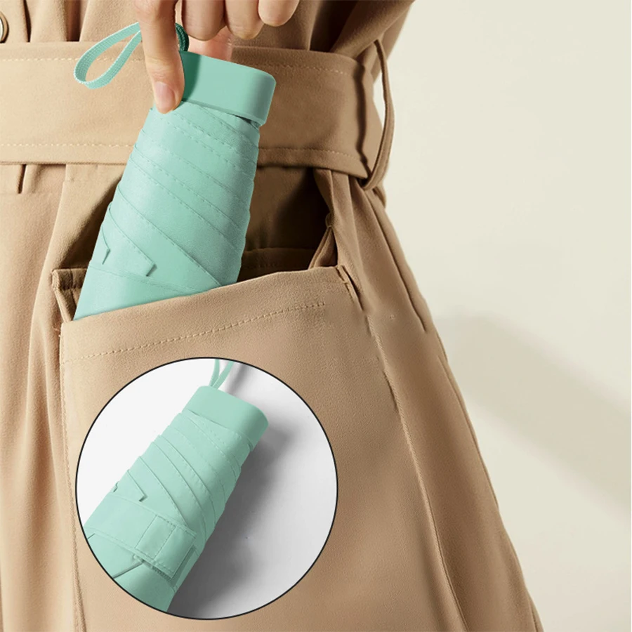 Customized Logo 6 Folding Portable Sun Protection UV Protection Umbrella Mini Pocket Umbrella