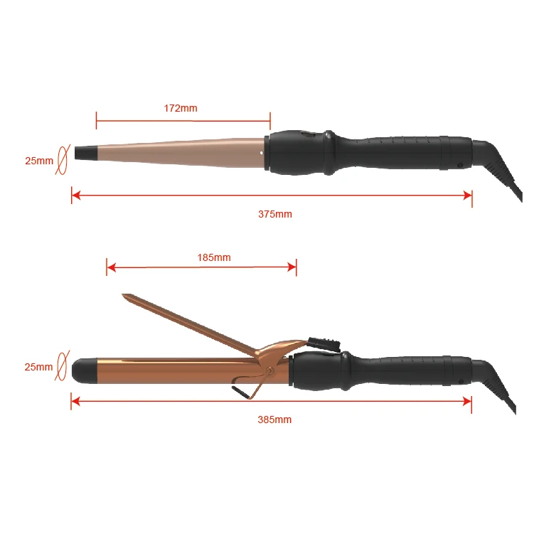 CE ROHS Professional Hair Curly Iron Tourmaline Ceramic Electric Curling Iron Conical Curling Wand  Hair Curler