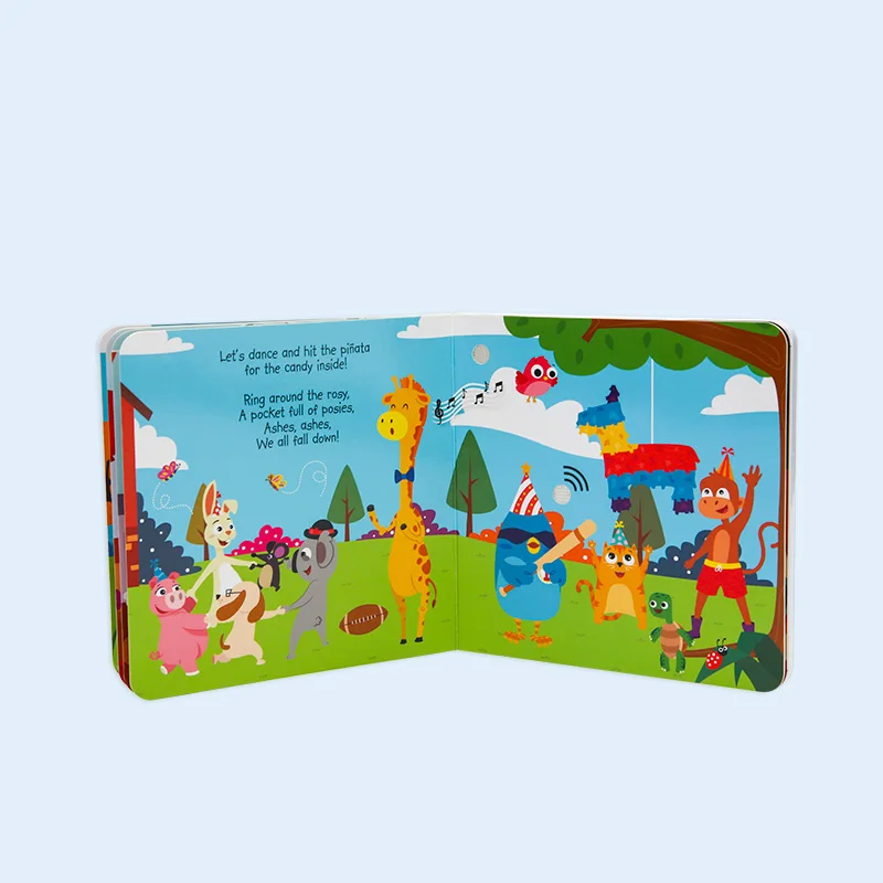 Hidden button music sound board book for children, factory printing services