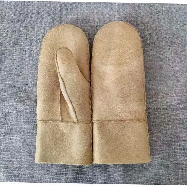 Новые модные женские зимние теплые перчатки из овечьей кожи с мехом