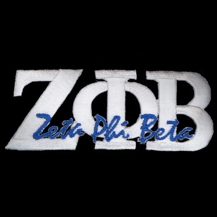 Greek embroidered patch Zeta Phi Beta White Individuel Letters Emblem Set