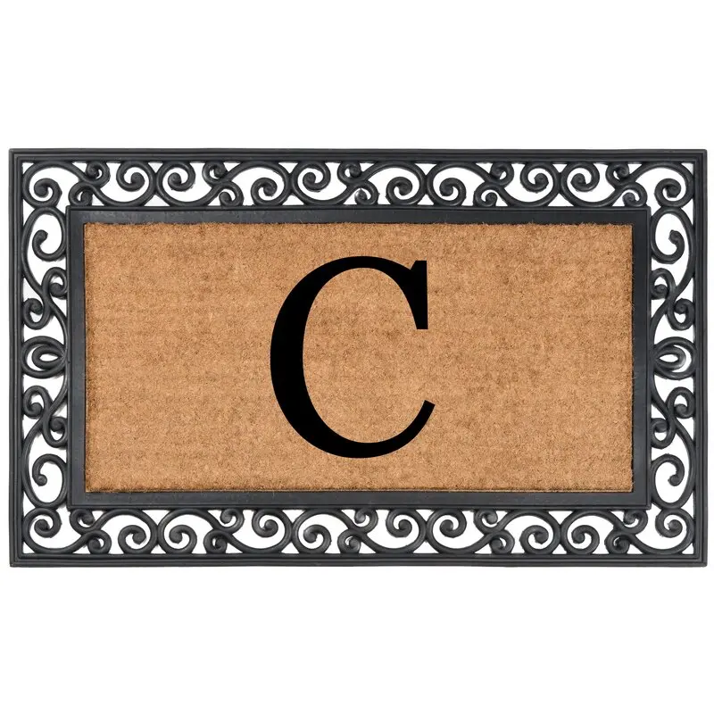 Monogram Family Name Initial Letter Welcome Door Rugs
