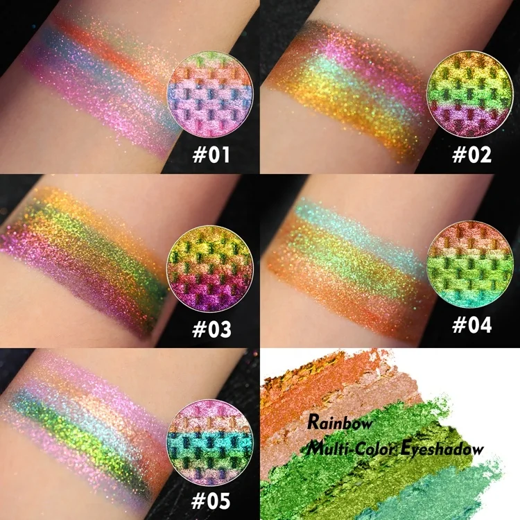 Wholesale Pressed Powder Eye Shadow Makeup High Quality Flakes Single Palette Duochrome Glitter Rainbow Highlighter Eyeshadow