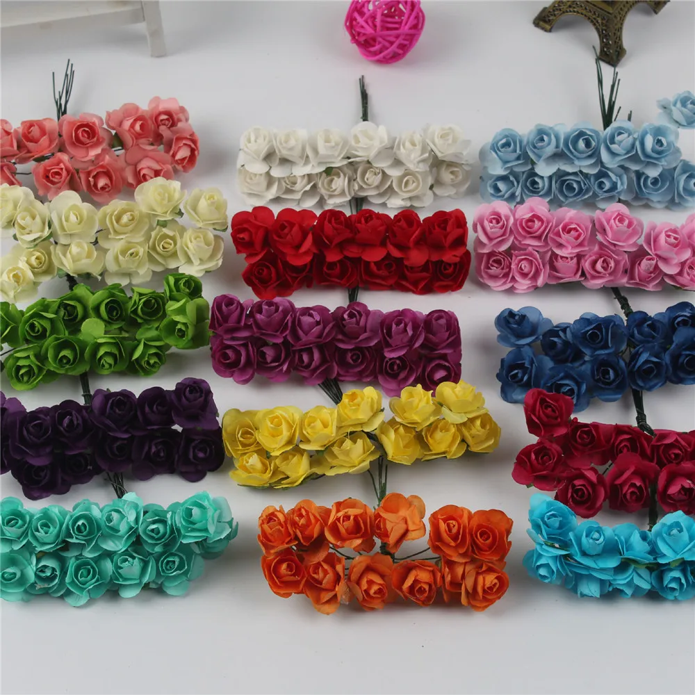 M03386 Wholesale Hand Made Small Roses Paper Flowers Head Artificial Mini Rose Paper Flower For Decoration