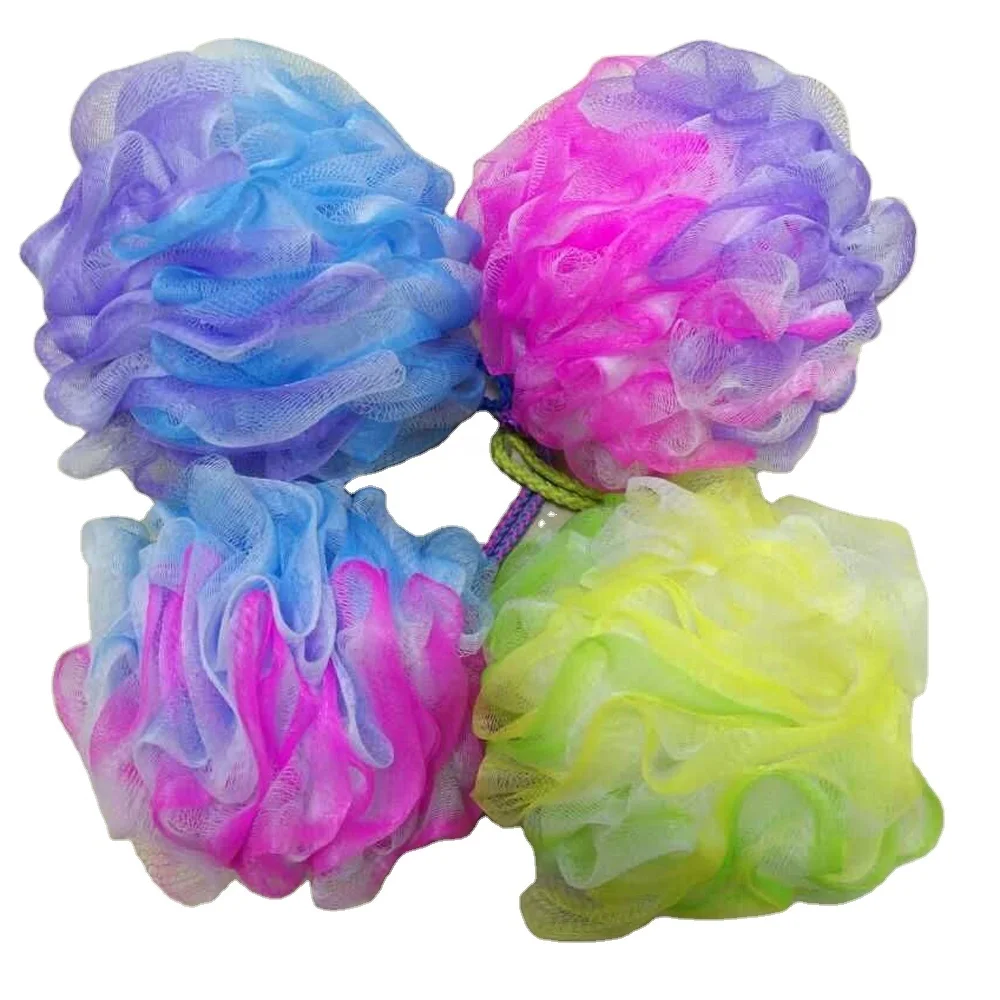 3Colors Shower Puff Exfoliating Cleansing Loofah Luffa Luxury Body Bath Pouf Soft Mesh Sponges