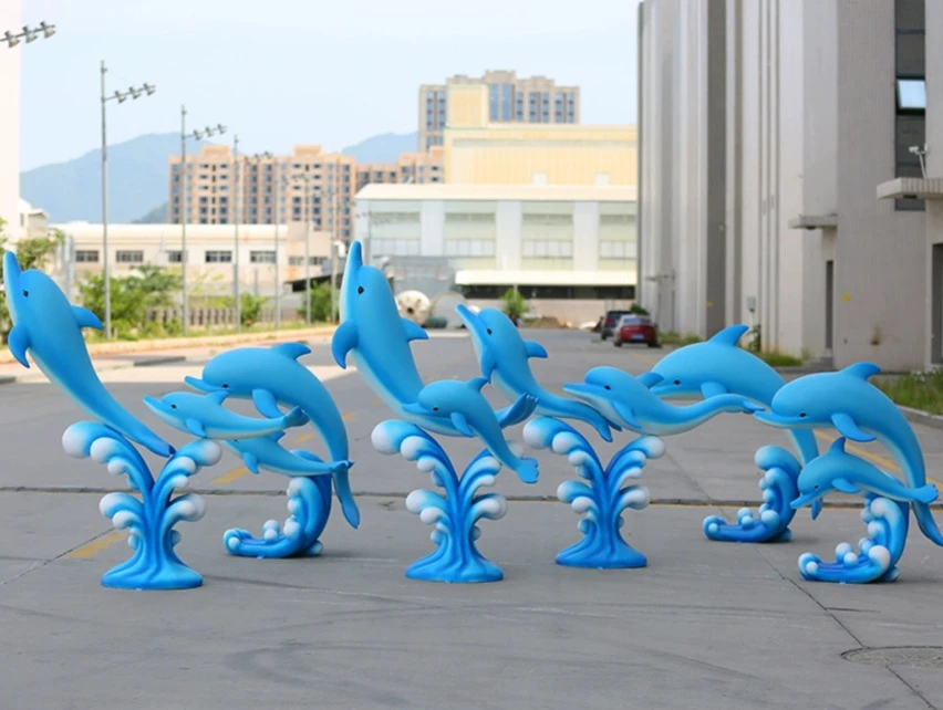 Animals Large Cartoon Fiberglass Material For Outdoor Park Decoration And Activities Sculpture Outdoor Simulated Dolphin