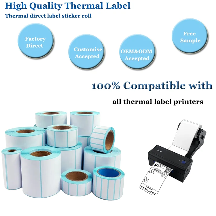 Self Adhesive Waterproof 40x30mm Paper Barcode Sticker Vinyl Labels Roll Direct Thermal Labels 60 x 40 60 x 30 mm