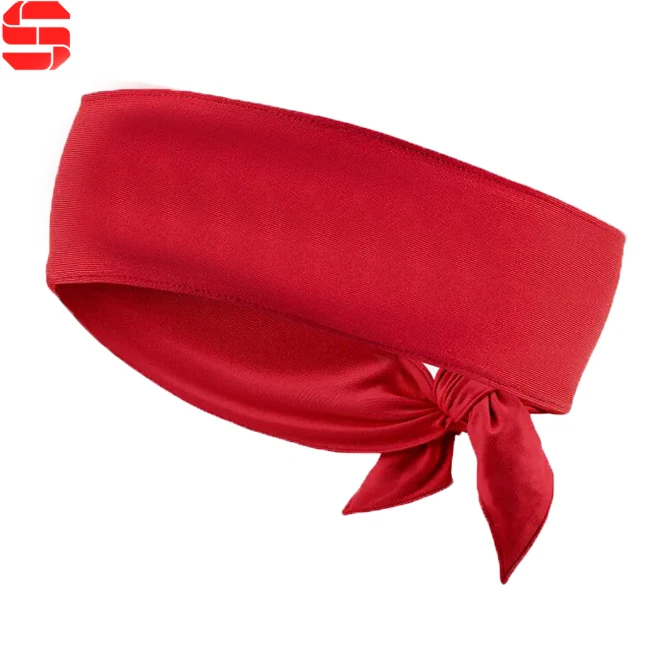 Wholesale Tennis Sweatband Tie Back Headbands Long Basketball Volleyball Head Wrap Quickly Dry Fit Head Ties with custom logo