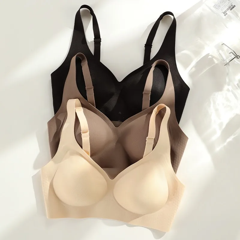 Nylon Summer Slim Sports Breathable Brassiere No Steel Ring Adjustable Lingerie Plus Size Seamless Ice Silk Thin Bra for Women