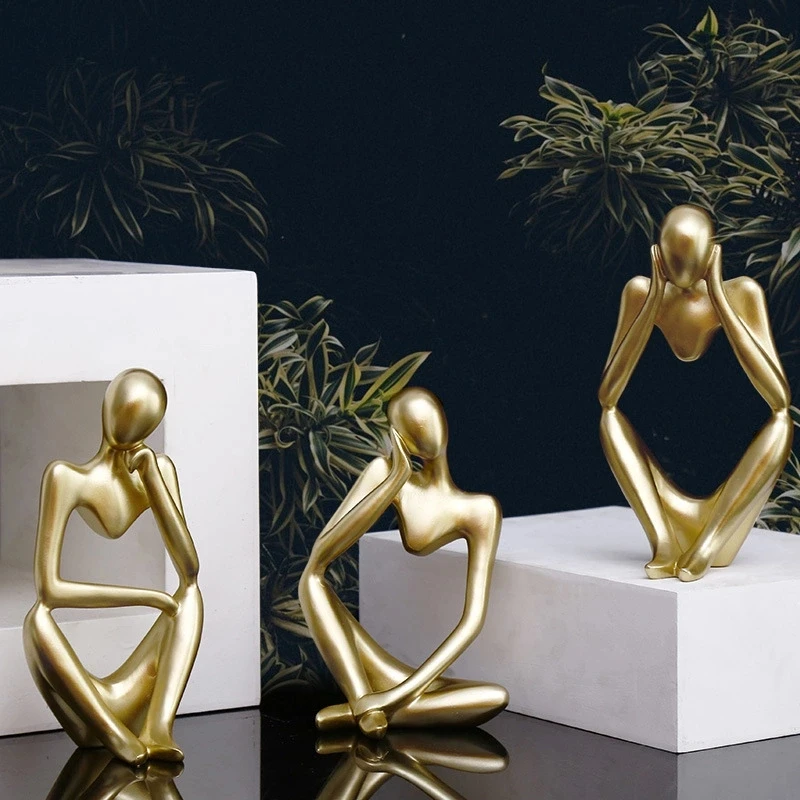 
Factory wholesale nordic light luxury golden resin figure decorative wine cabinet partition 