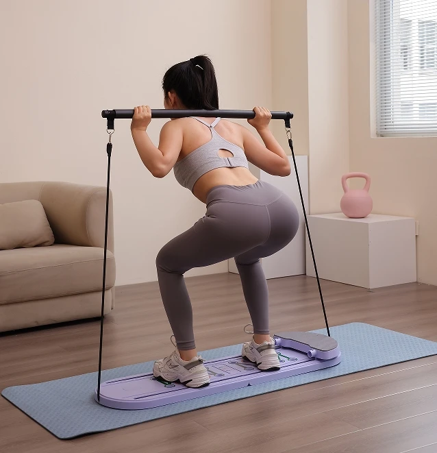 Multi-function Exercise Board fitness board Pilates training board  AB WHEEL pilates bar with resistance band