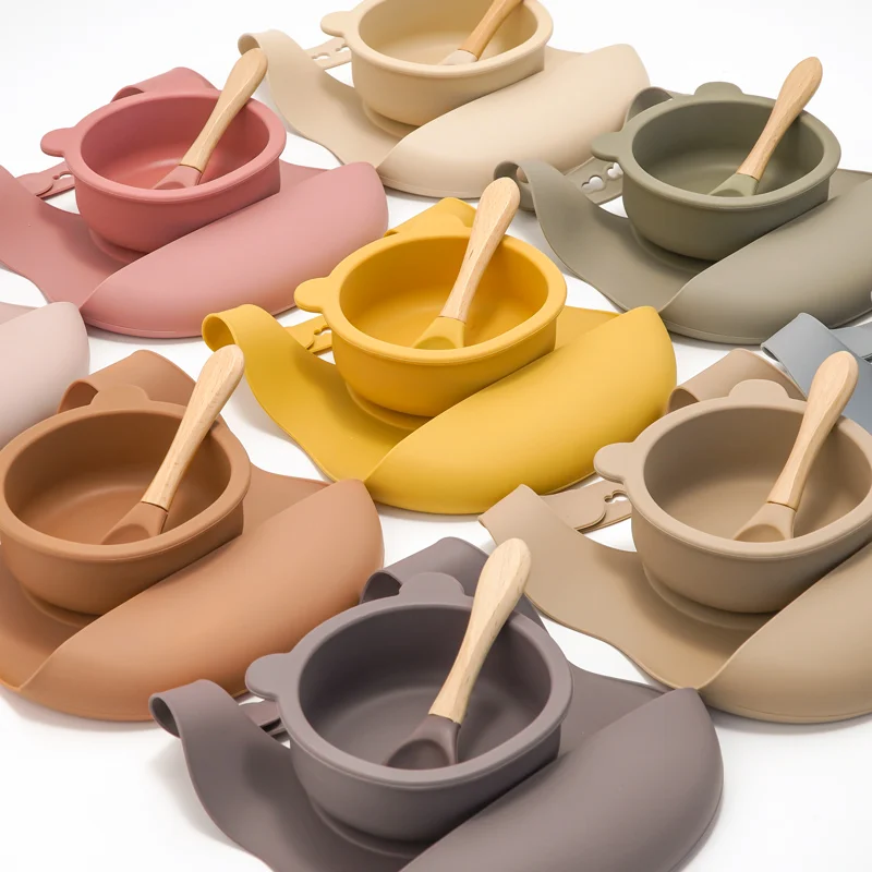 New Baby Gift Amazon Custom Logo Shower Gift Training Silicone Fork Waterproof Safe Bebe Supplies Product Bib Stuff China