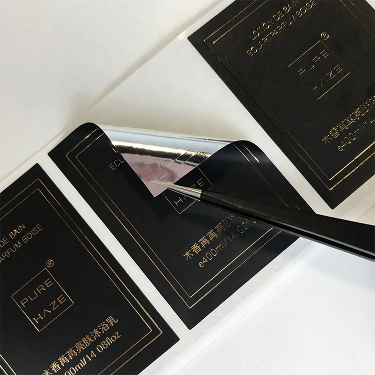 Waterproof glossy silver labels for cosmetic bottles PET private label for cosmetics cosmetic label printing