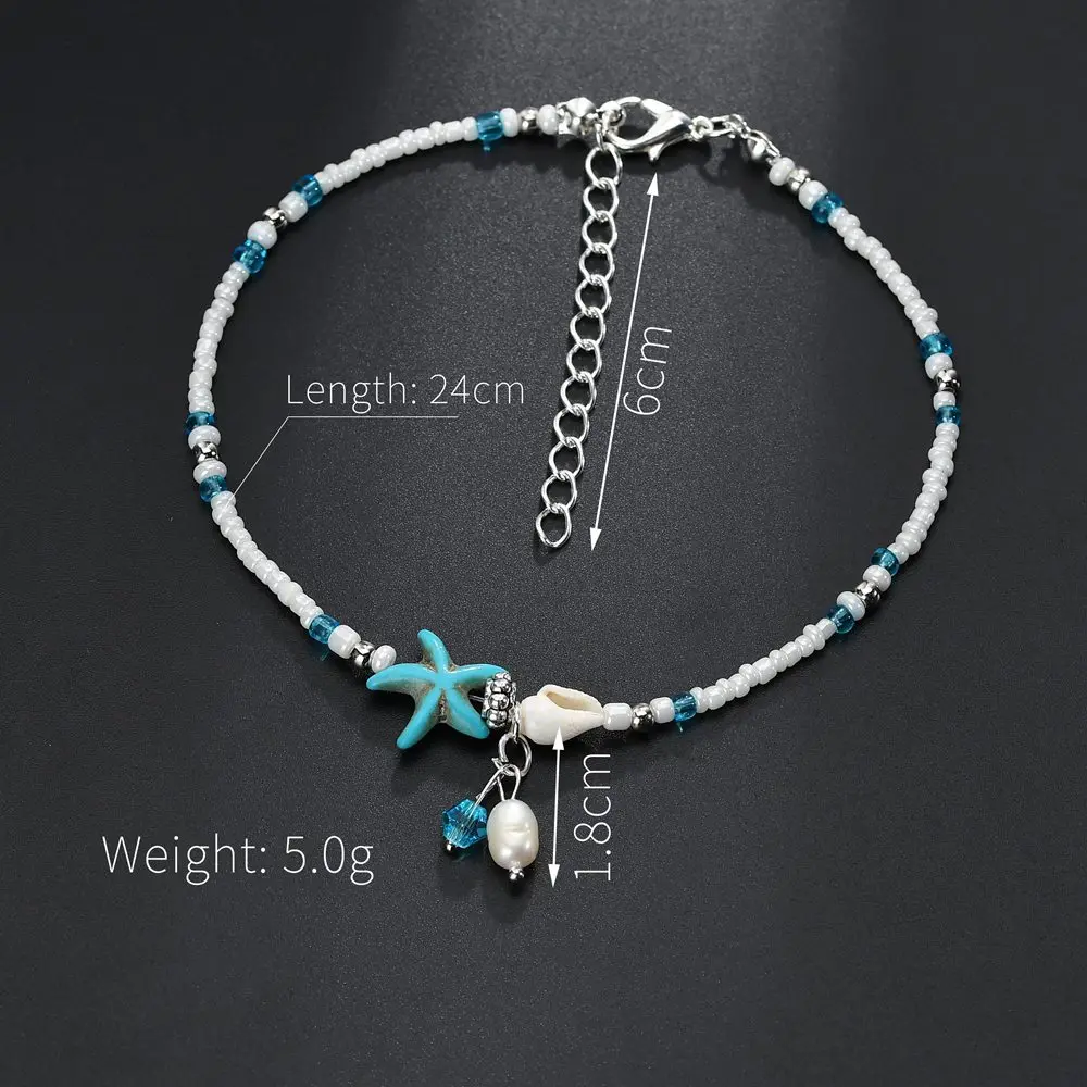 Boho Jewelry Starfish Shell Beach Anklet Conch Anklet With Charms Bead Bracelet For Summer Accessories