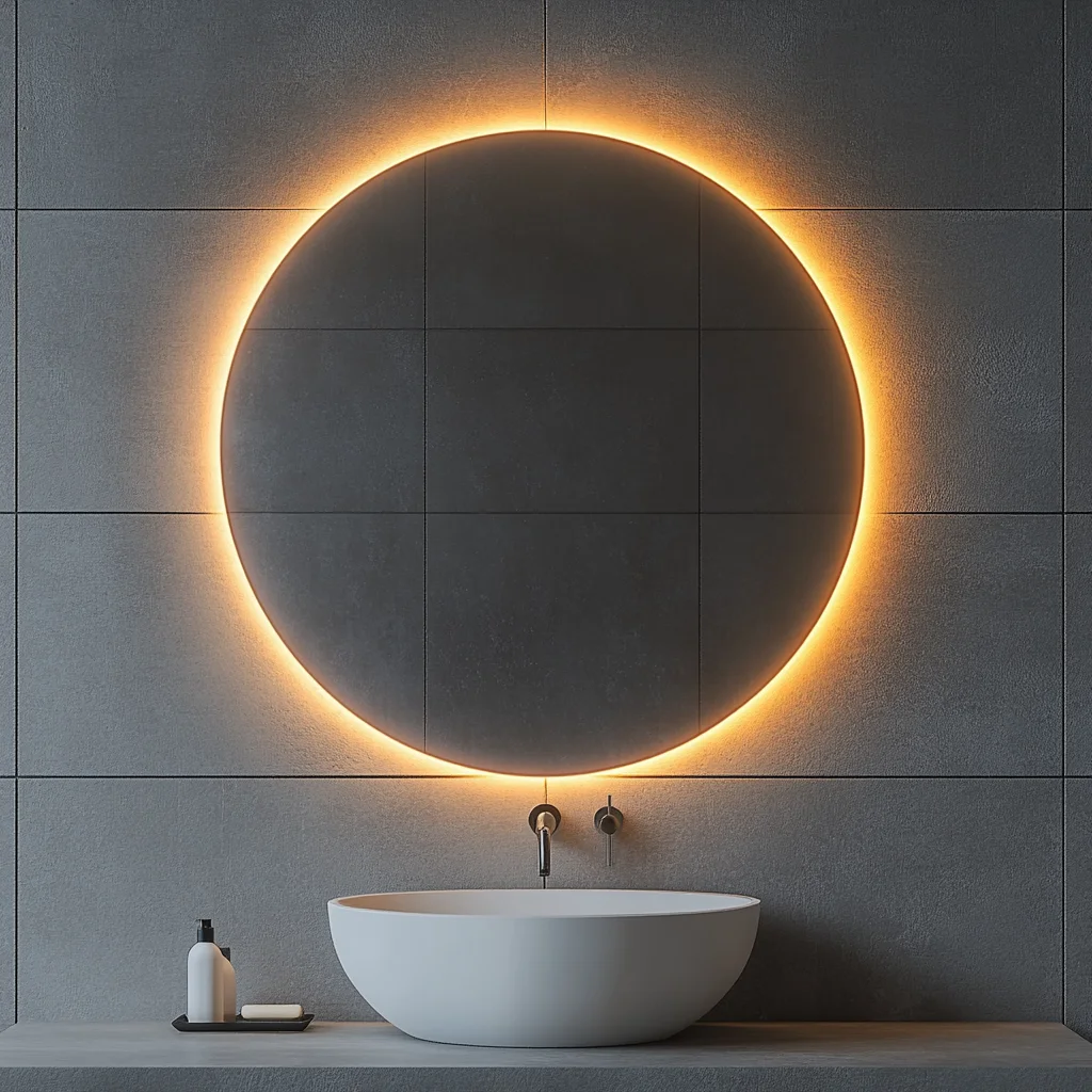 Hotel Bathroom Vanity Wall Half Round Mirror Customized Led Backlit Defogger Smart Half Moon Bath Mirrors