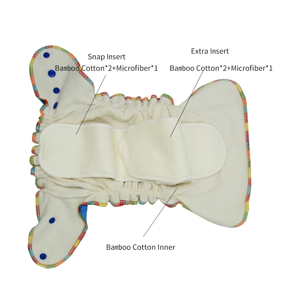 OEM Bamboo Velour fitted cloth diaper not waterproof, needs to work with diaper cover