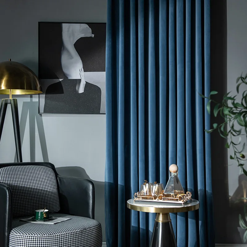 New design American curtain fabric light luxury modern simple swan velvet bedroom retro shading living room curtain