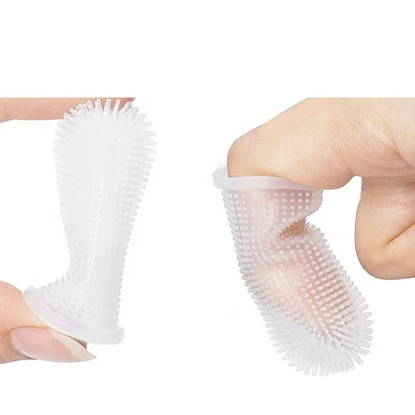 Easy Teeth Cleaning Full Surround Bristles 360 Degree Silicone Dog Finger Brush Toothbrush for Puppies, Cats and Small Pets