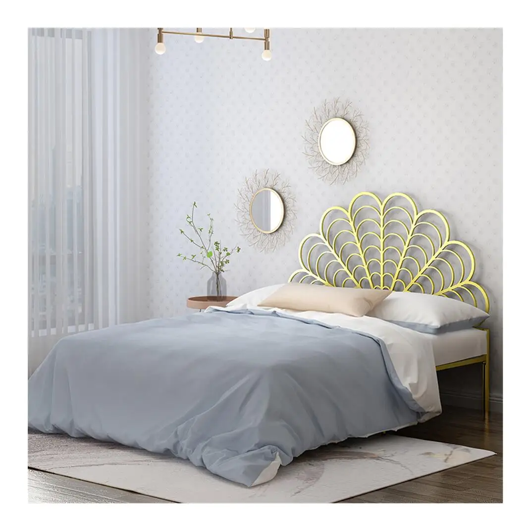 Новейший дизайн под заказ двойная цельная королевская металлическая кровать большого размера со специальным изголовьем кровати