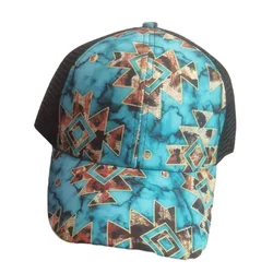 A 272 Woman Sports Baseball Cap Messy Buns Washed Cotton Trucker Mesh Hats Cactus Sunflower Cross Distressed Ponytail Hats