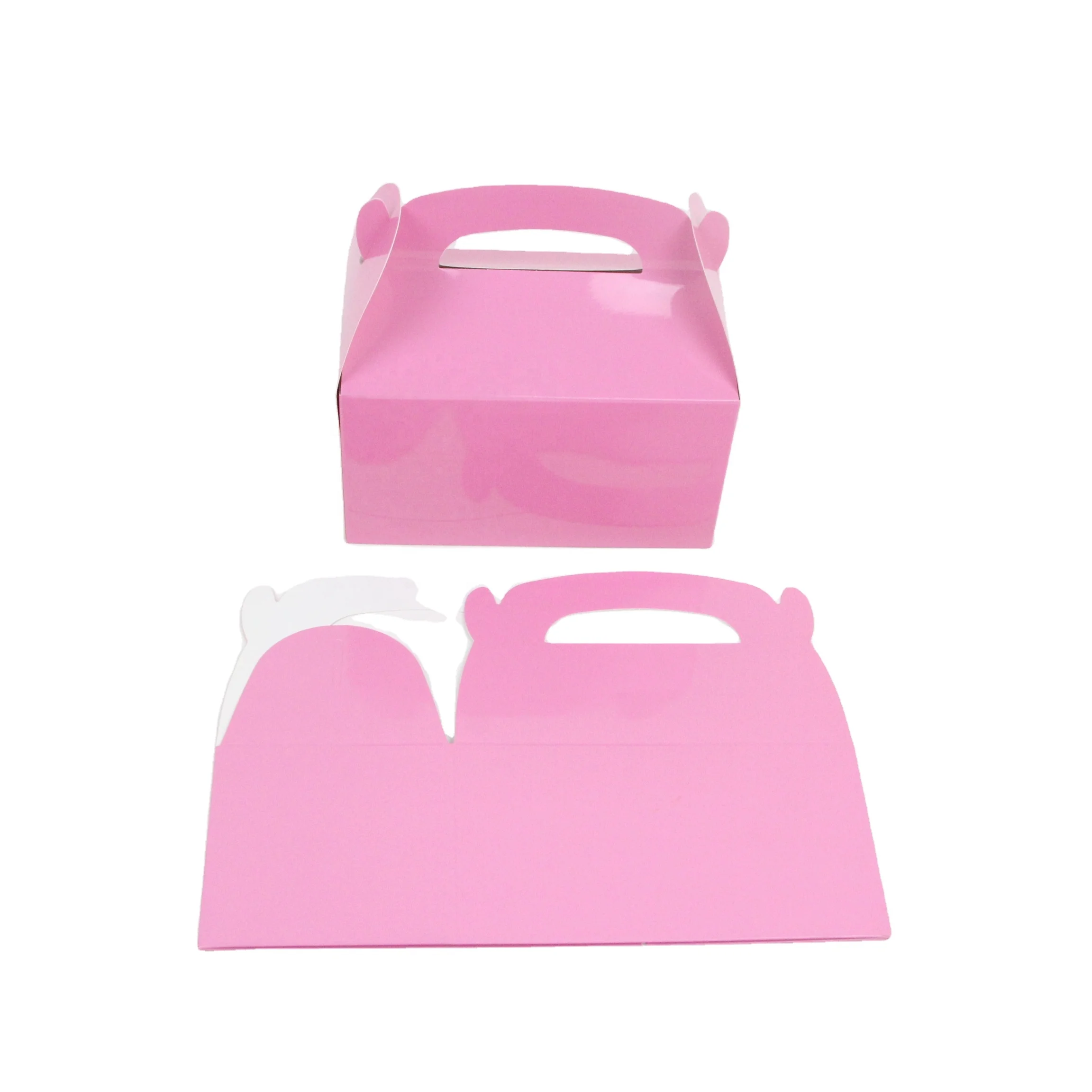 Custom Printed Logo Dessert Kraft Mini Cardboard Eco Friendly Biodegradable Box Dessert Paper Folding Packaging Box With Handle