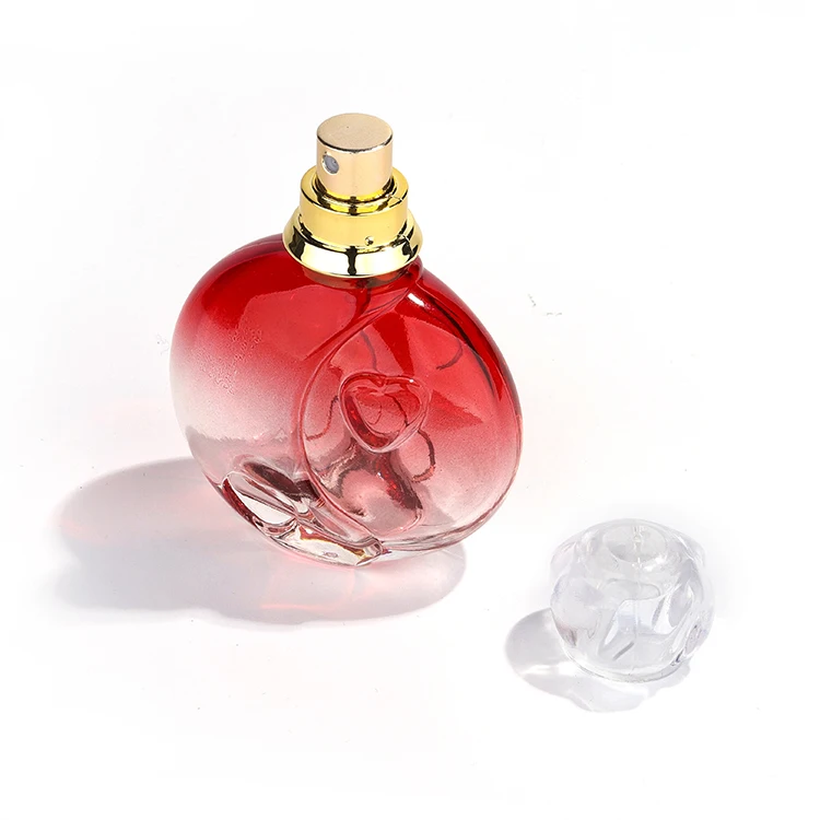 Стеклянная бутылка с пульверизатором в виде красного сердца, 55 мл, прозрачная стеклянная бутылка для духов с стеклянной крышкой