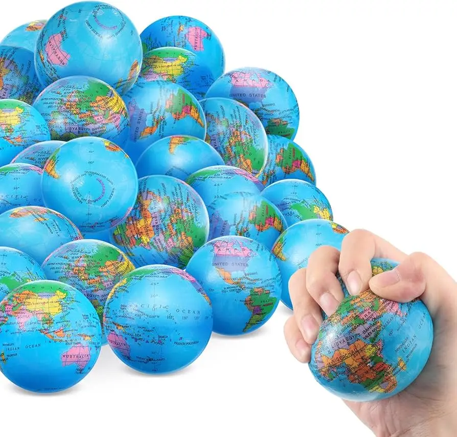 Low Price wholesale multi-color promotional globe earth world stress ball