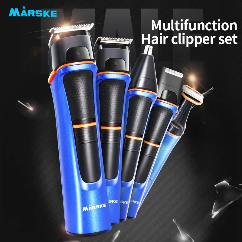 
Marske Waterproof Magnetic Charge Facial Hair Cutting Trimmer Set Grooming Kit Hair Clipper 