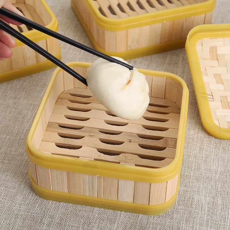 Wholesale Classic Handmade Healthy Cookware Set Dim Sum Square Bamboo Steamer with Logo