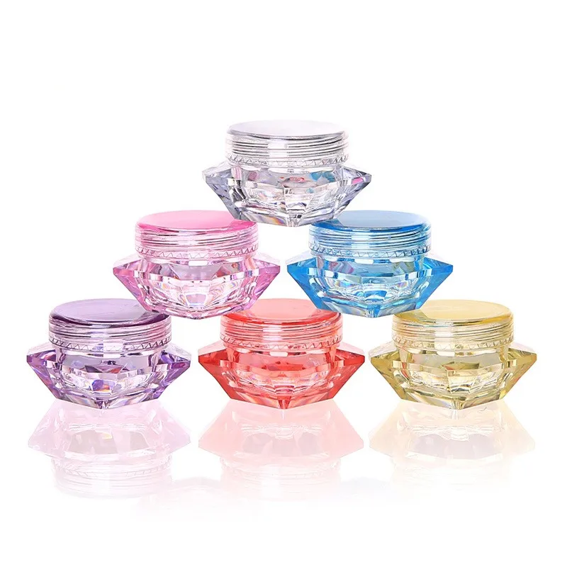 stock 3g 5g pink transparent yellow red blue green purple  luxury shape cosmetic jar empty 5g  cosmetic jar pot