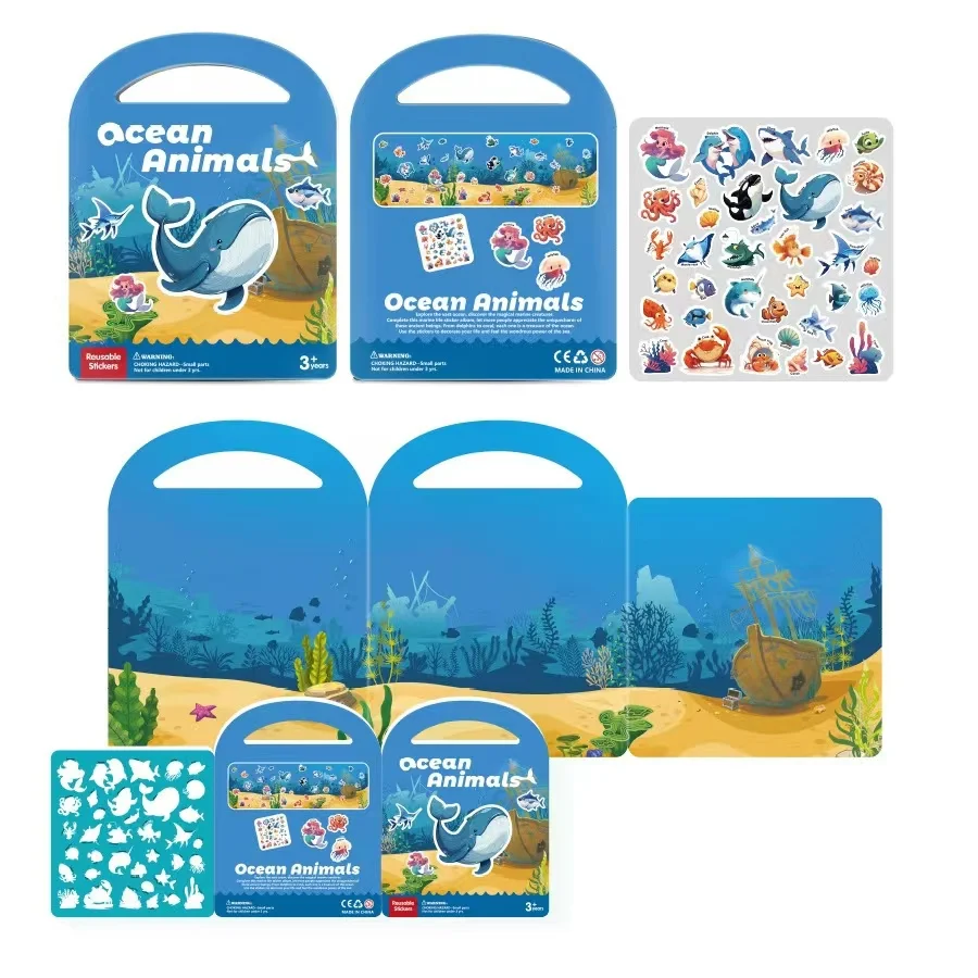Jelly sticker book handheld quiet book children DIY transportation puzzle class early education free cutting repeated stickers