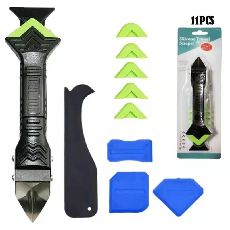 Bagged 3 in 1 Silicone Caulking Tools(Stainless Steelhead)Silicone Sealant Finishing Tool Grout Scraper Silicone caulking tool