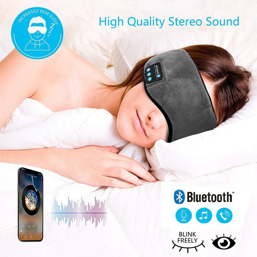 Wireless Sleeping Headphones Stereo Sleep Eye Mask Music Sleeping Headsets with Microphone
