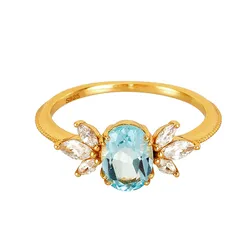 New Arrival YINSAKI 925 Silver Blue Topaz Ring 14K 18K 22K Gold Plated Fashion Band Ring Zirconia Ring