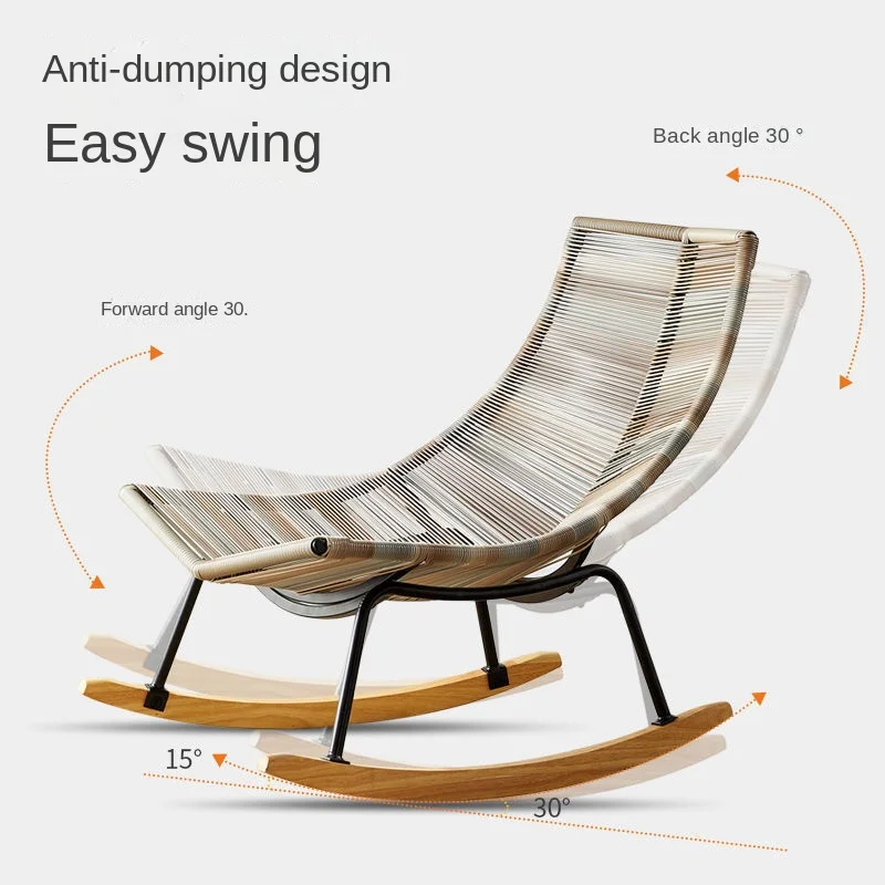 Scandinavian Outdoor Patio Leisure Chair Rattan Rocking Chair