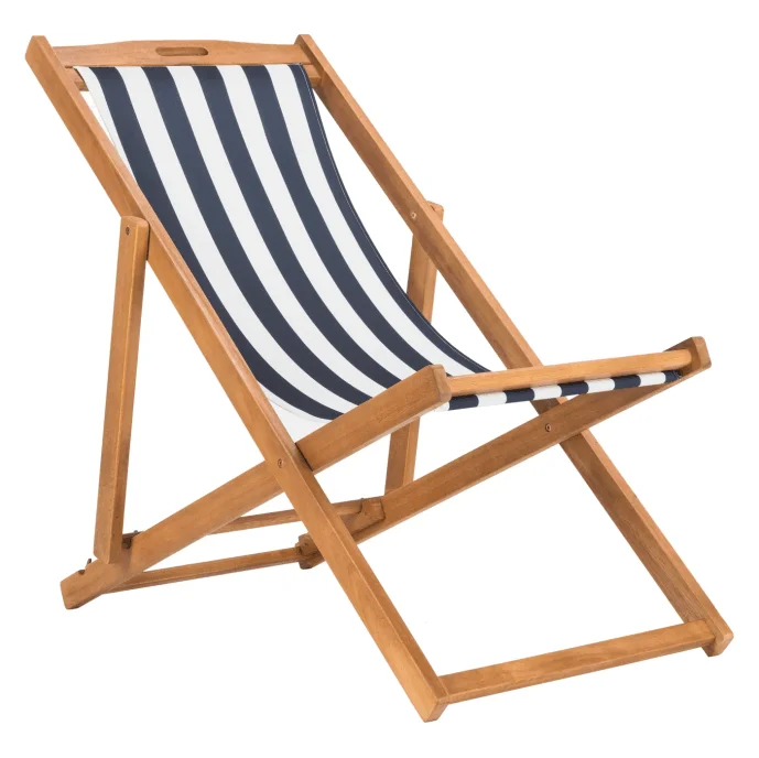 Hot sale Adjustable outdoor swimming pool folding wooden lounge bamboo beach chair with custom cloth