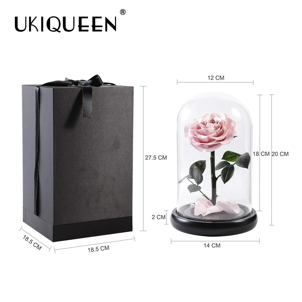 Завод UKIQUEEN оптовая продажа долговечный неувядающий цветок сохраненная Роза в стеклянном
