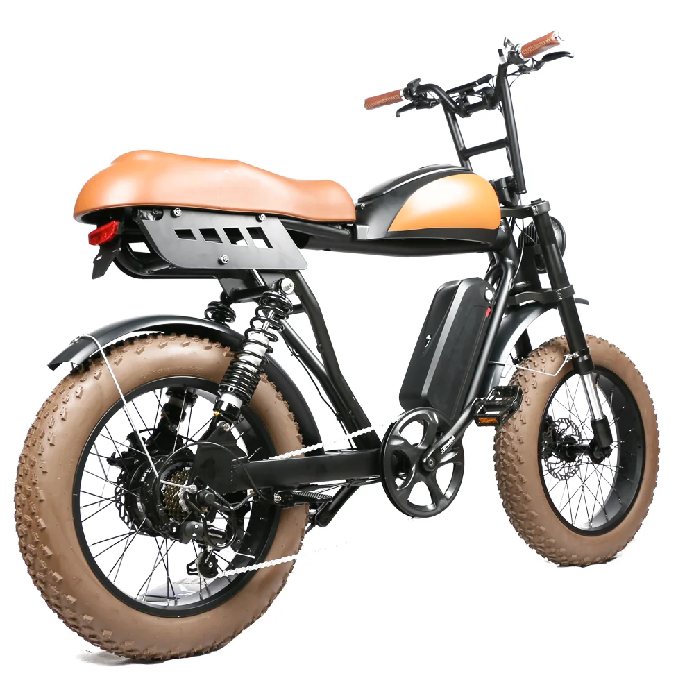2022 retro motorcycle style ebike fat tire full suspension 48v 52v 1000w 2000w electric bike