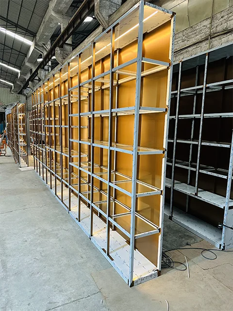 Luxury stainless steel wine rack wine storage display cabinet customized for restaurant bar