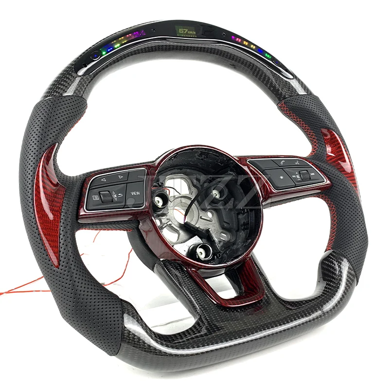 For Audi A5 A4 A3 S5 S4 S3 LED Display Sport Carbon Fiber Steering Wheel 2017 2018 2019 2021 2022 2023 2024