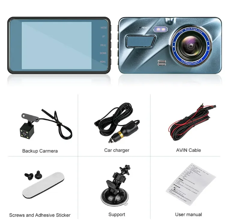 Auto Dual DashCam 4 inch LCD FHD 1080p Camara Dual Lens Front and Rear Camera DVR Video Recorder car camera dash cam