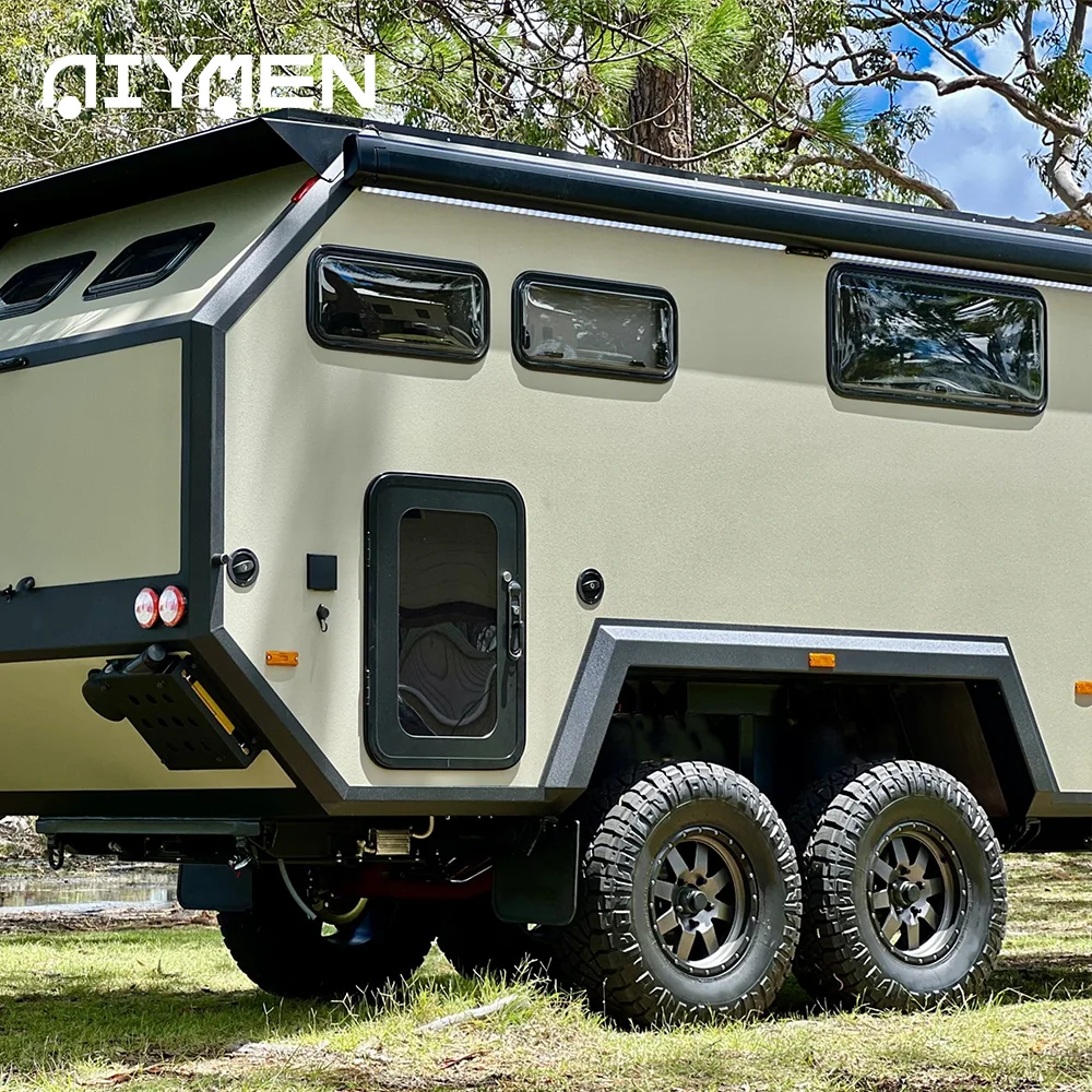 American Mini Caravan RV Camper Outdoor Travel Trailer with Aluminum Frame and Luxury Kitchen Sleeps 4 People