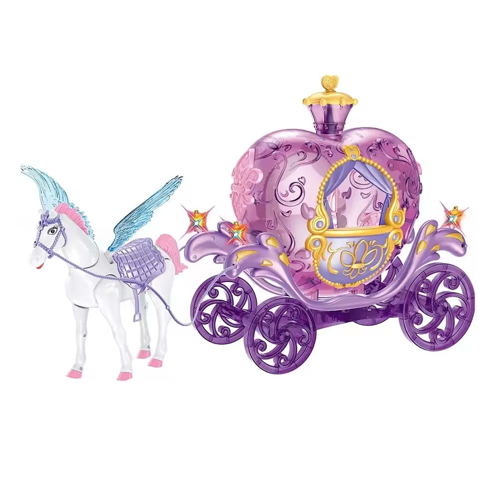 2024 Girl hot selling luxury pumpkin carriage doll toy cute purple girl doll carriage toy