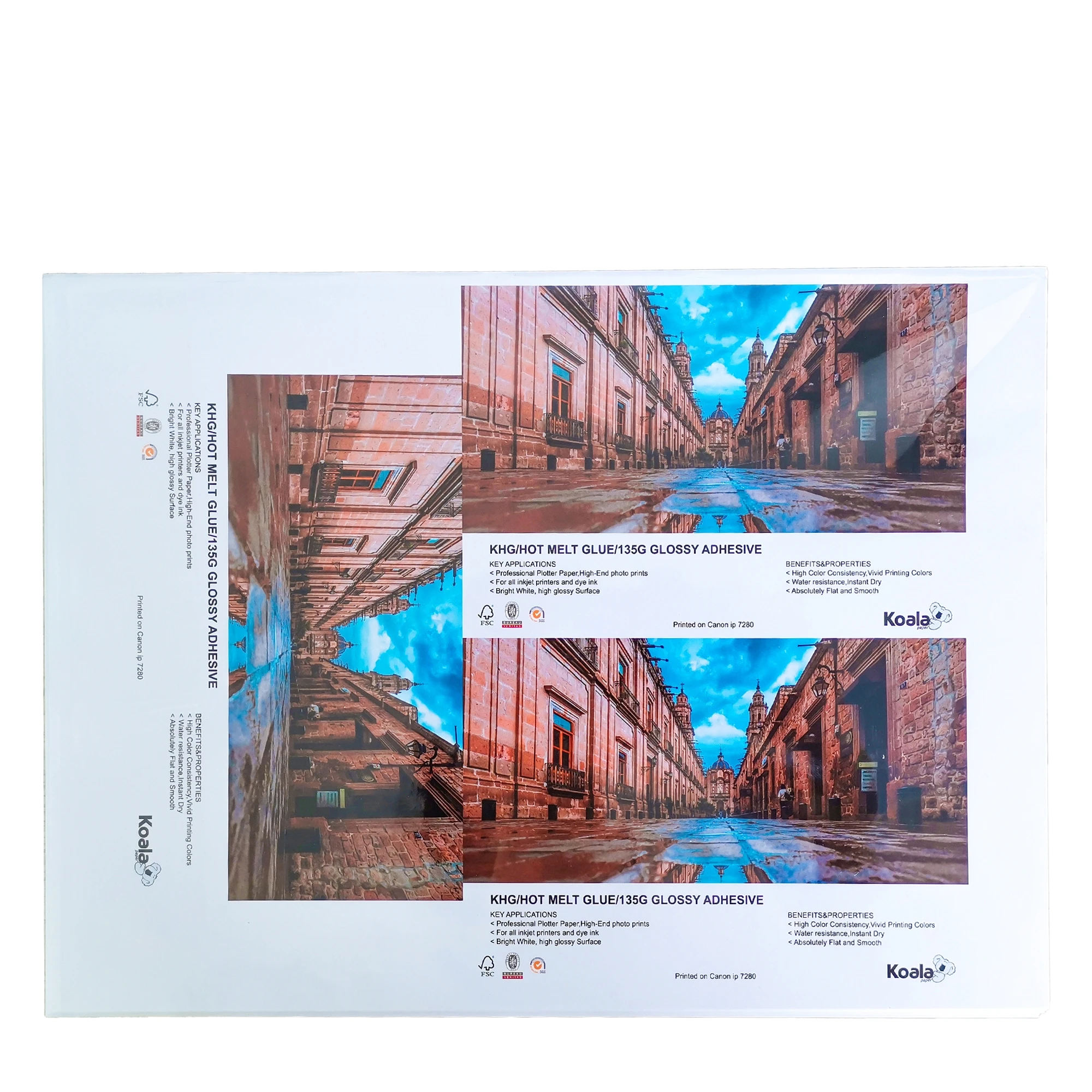 Koala premium 115g sticker photo paper, inkjet glossy self adhesive photo paper  A4 * 50sheets