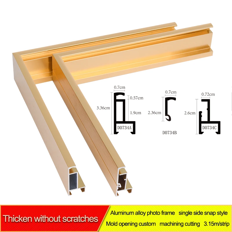 A1-A6 Black Titanium Gold Single Strip Opening Aluminium Frame Diploma Metal Frame Aluminum Clip Photo Picture Snap Frame