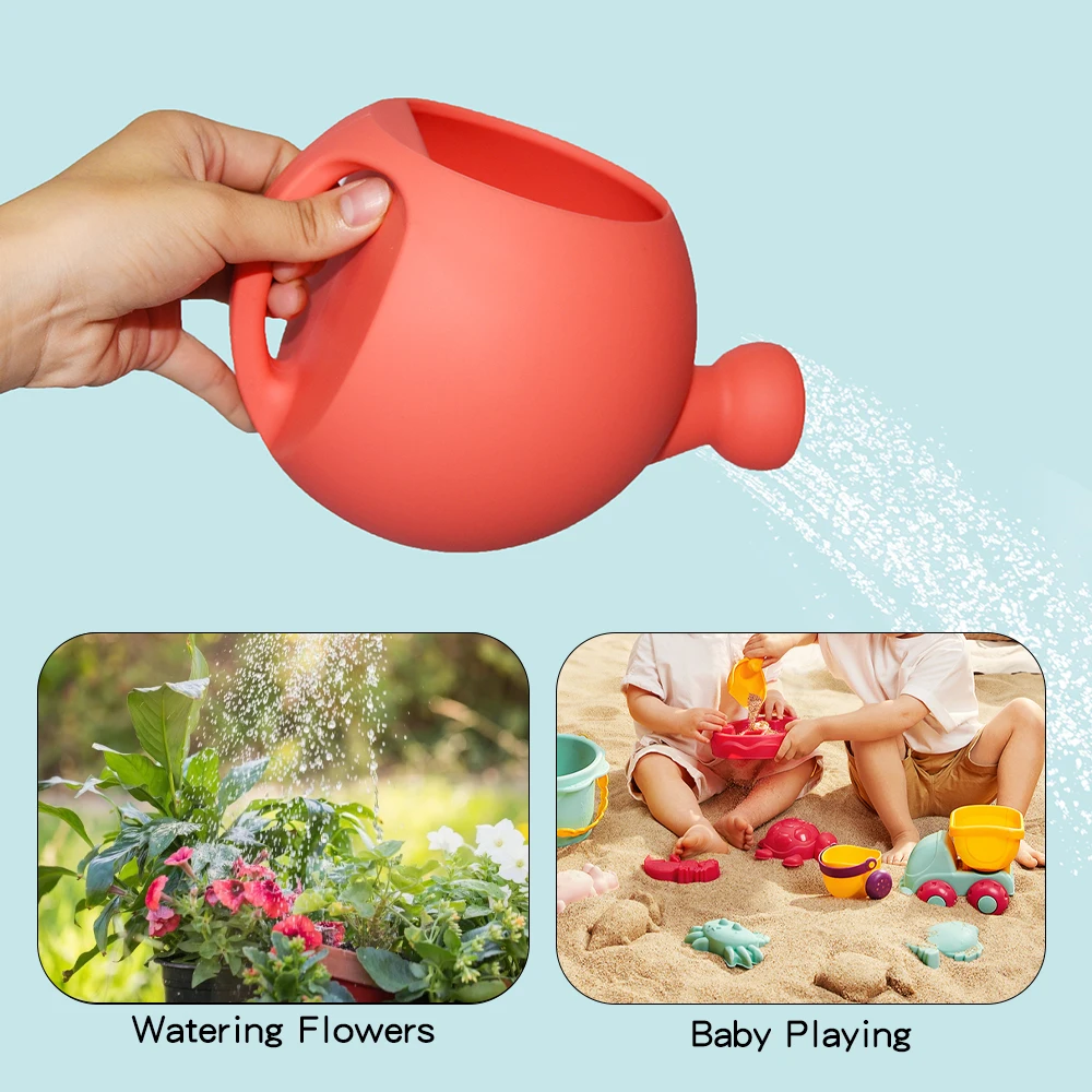 Free Bpa Eco-Friendly Silicone Summer Product Reusable Mini Beach Sand Toys Gardening Kids Silicone Watering Can Toy