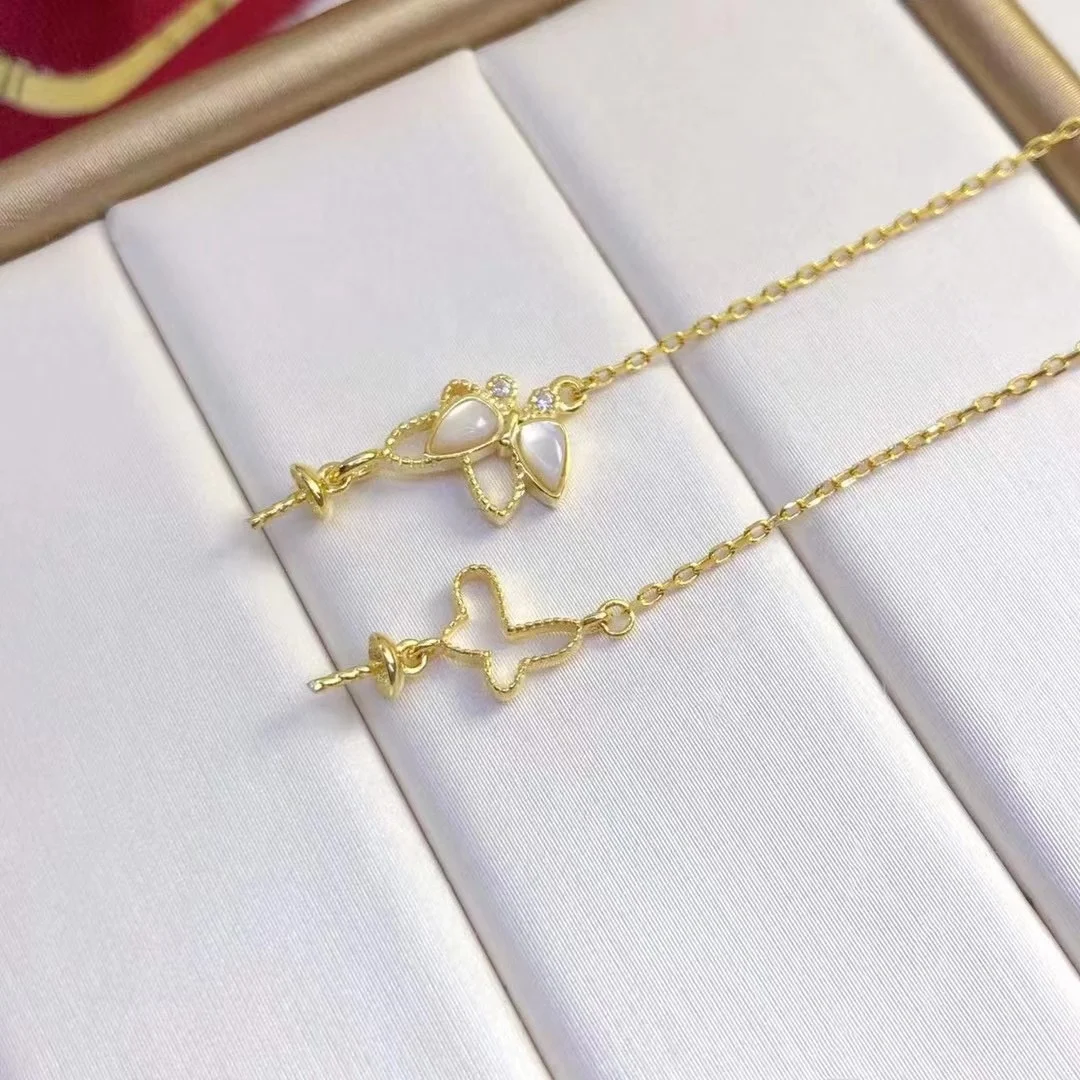 B395 8-9mm 925 sterling silver gold plated wholesale freshwater pearl charm bracelet  bangle fancy jewelry for women