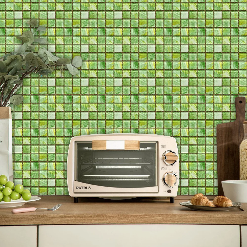 Gloss Mosaic Wall Sticker Wallpaper 3D Home Decoration Self-Adhesive Mosaic Wall Tile Sticker Peel And Stick For Home  Decor